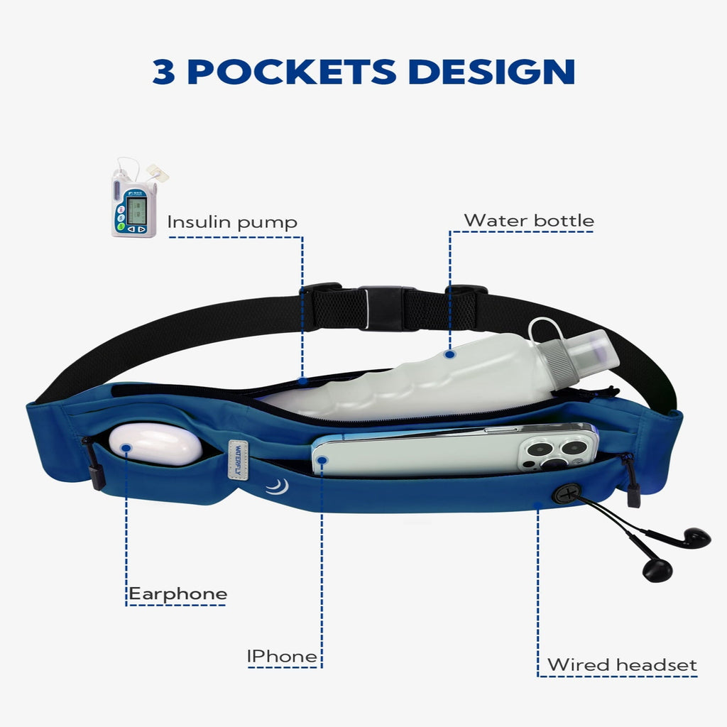 WATERFLY Unisex Adjustable Non-Slip Jogging Exercise Fitness Nylon Running Waist Belt,Black