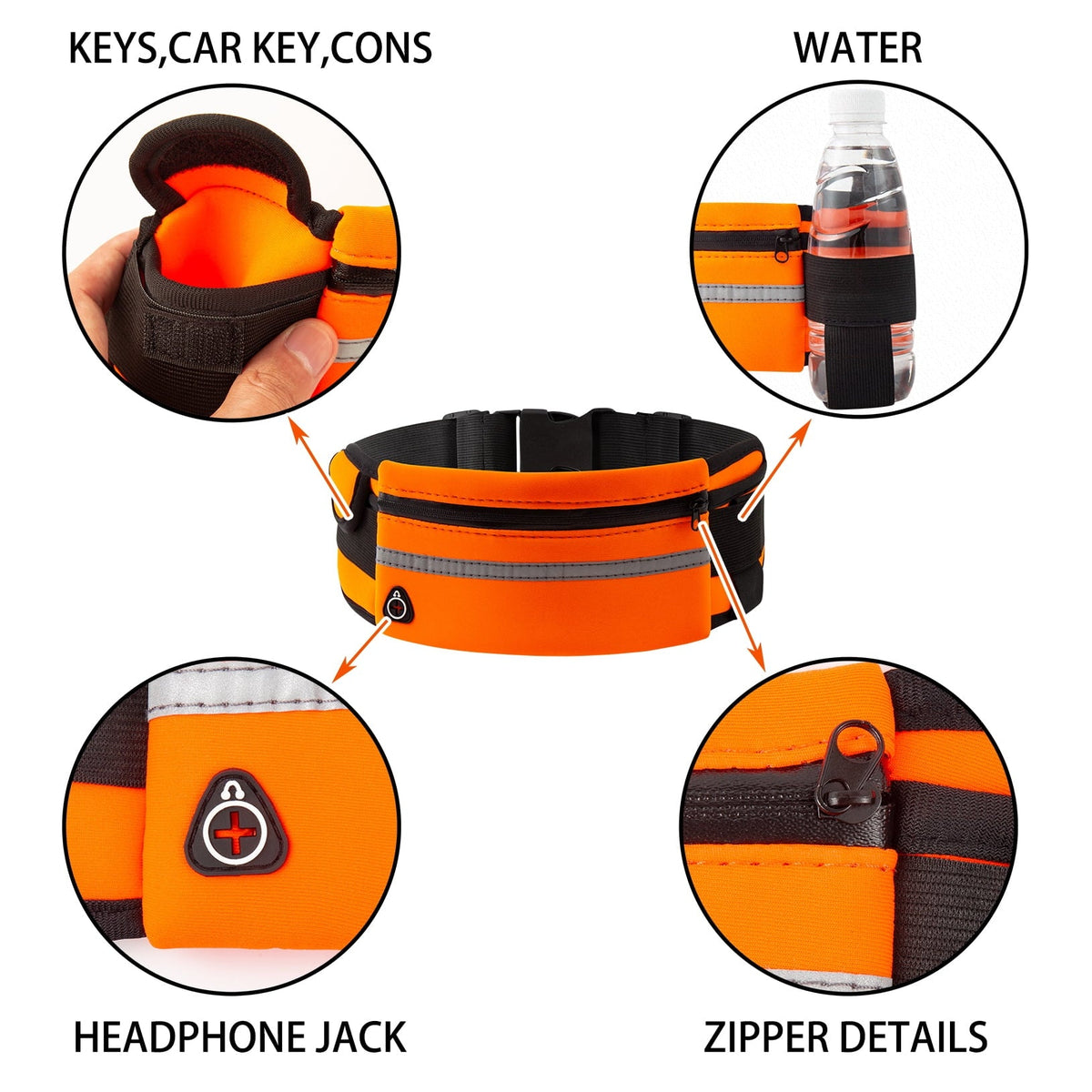 3 PCS Running Belt Pack, Waist Zip Pouch Bag with Adjustable Belt, Women and Men Phone Pack for Running Jogging Hiking Cycling Fitness Workout Gym Sports