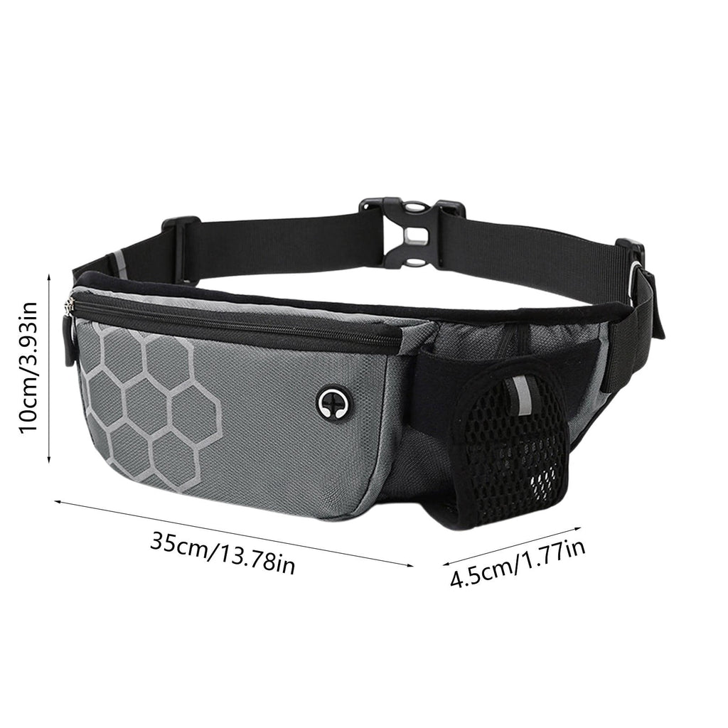 Running Waist Pack with Water Bottle Holder | Waterproof Sports Belt Bag for Phone & Keys | Unisex Fanny Pack 27x14cm | Lightweight Marathon Running Gear & Hiking Hydration Pack | 100g