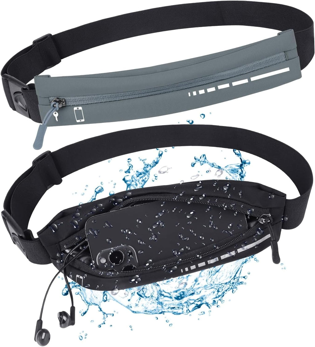 2 PCS Slim Running Belt Fanny Pack Running Phone Holder Runners Pouch Waist Pack for Workout Money Belt Running Gift Gear Accessories for Women Men Walking Hiking Cycling