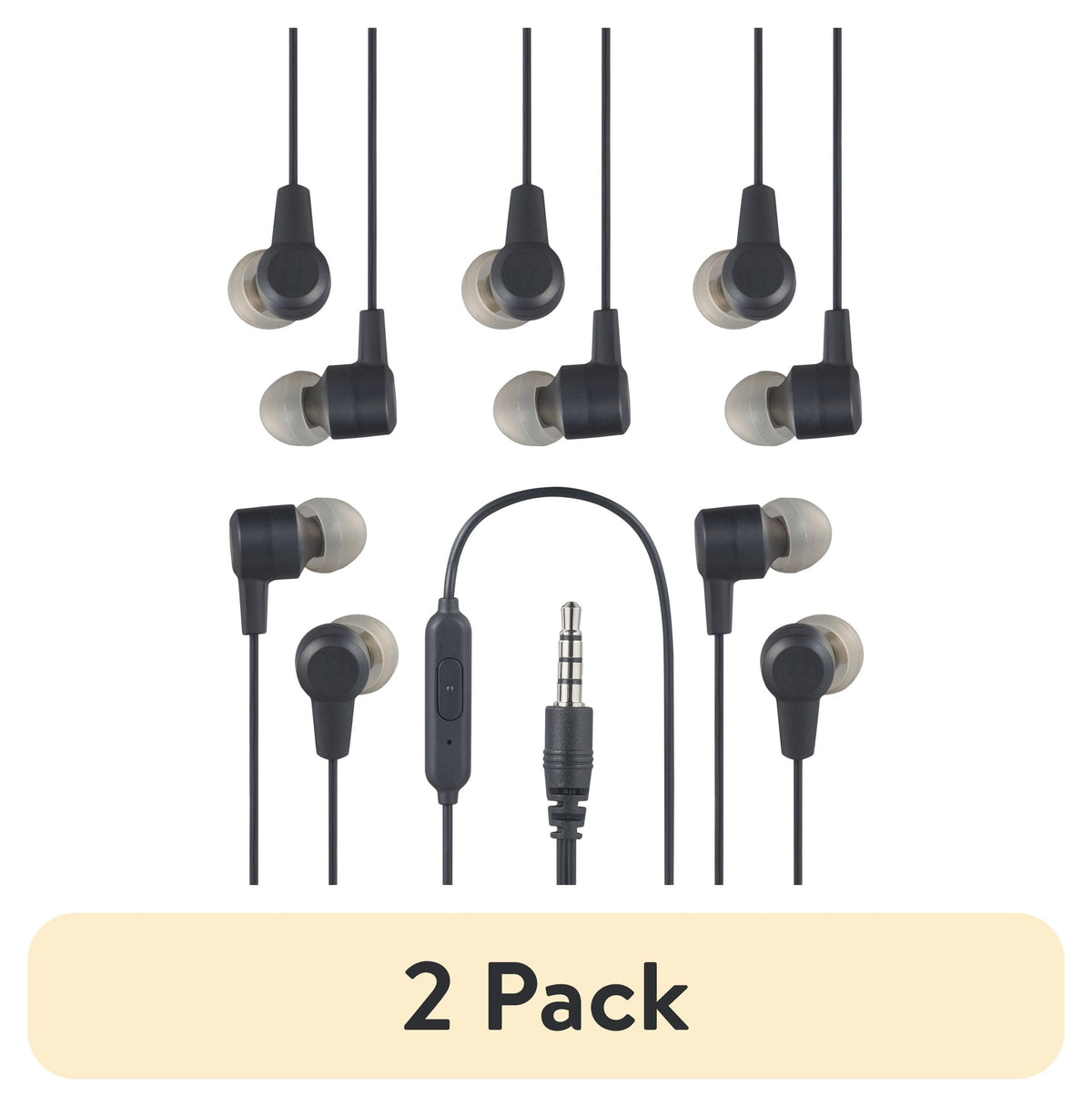 onn 5-Pack Wired Earbuds, Multicolor