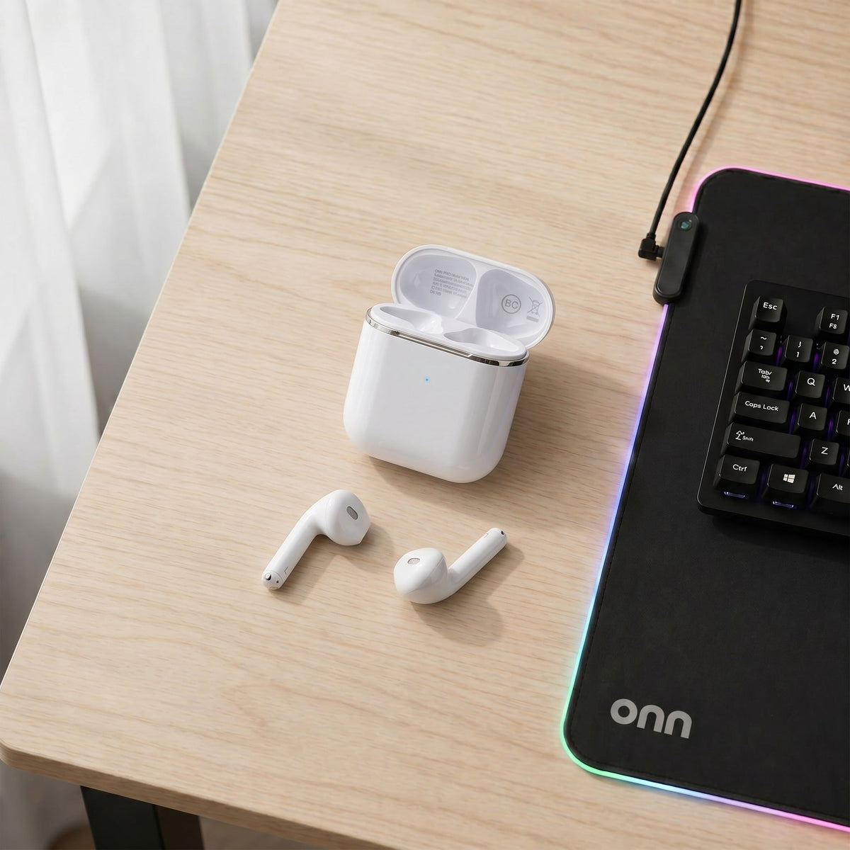 Onn Vibraudio Pro 2 Wireless Earbuds with Bluetooth and Noise Canceling, Black