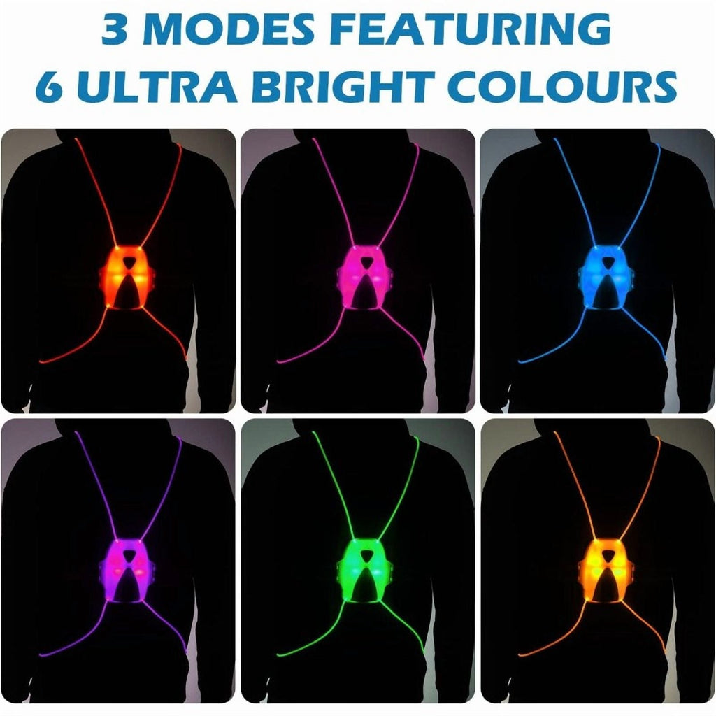 Labeol LED Reflective Running Vest with High Visibility Front Safety Light,6 Bright Colors Lights for Runners,USB Rechargeable Reflective Accessories for Men/Women Running,Walking,Cycling