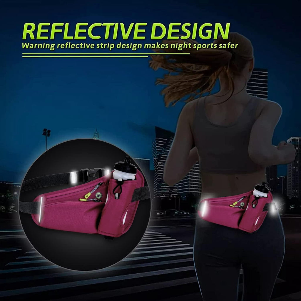 Running Belt Hydration Waist Pack with Water Bottle Holder for Men&Women Outdoor Sports (Black)