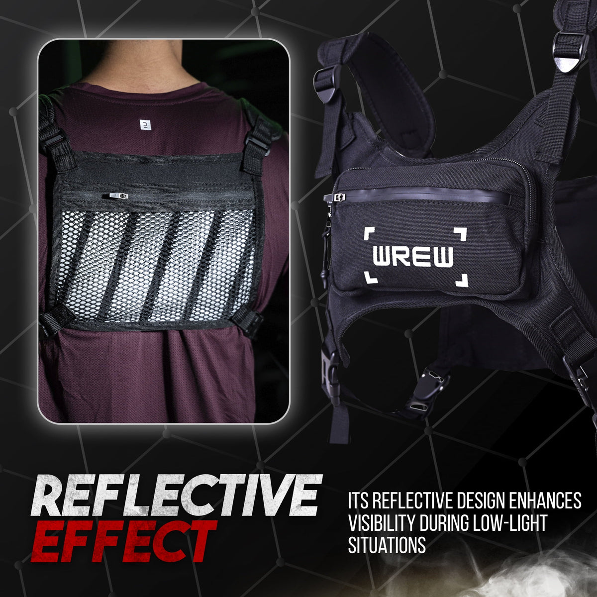 Running Chest Pack for Men-Water Resistant Adjustable Shoulder Straps with Phone Holder Storage-Anti-Theft Lightweight Running Chest Bag for Men,Cycling, Jogging