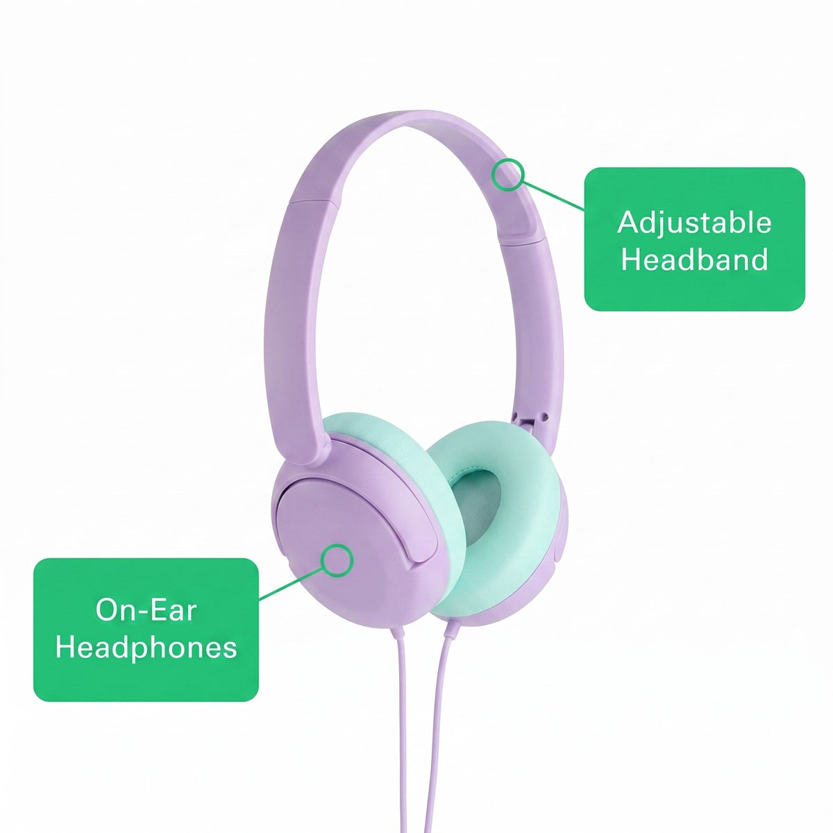 onn On-Ear Headphones with 3.5 mm Connector, Pink