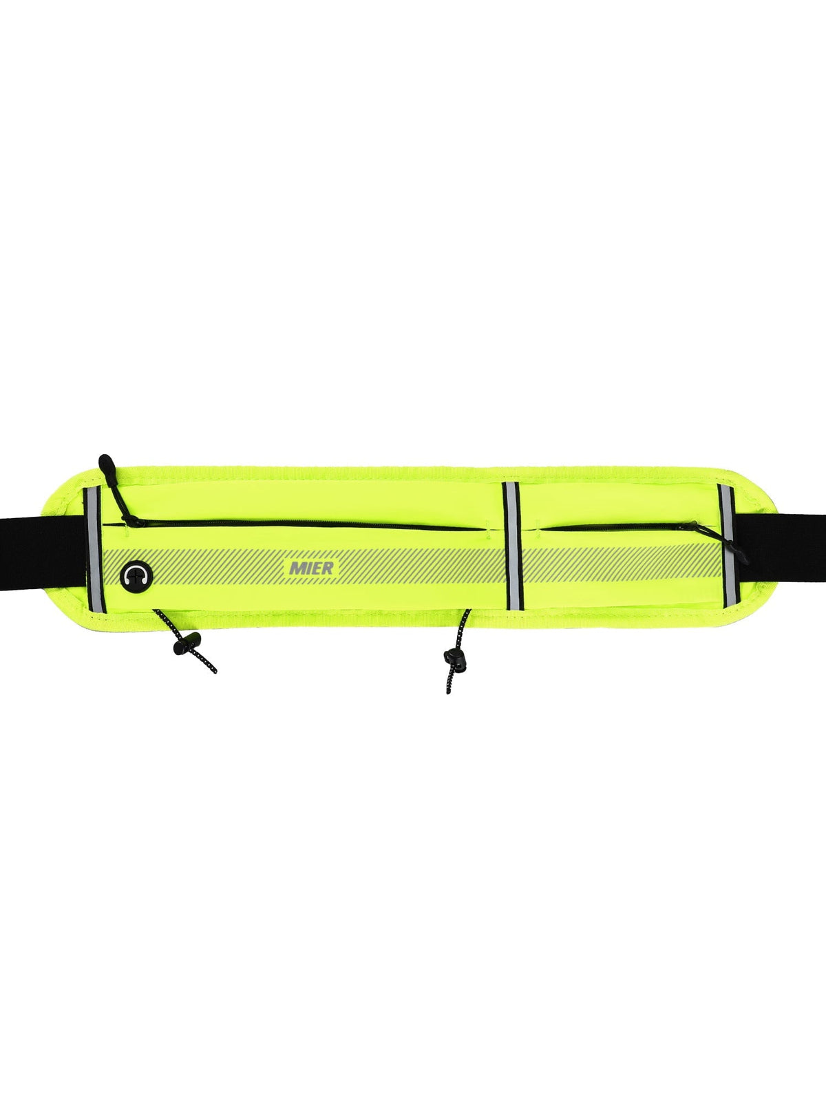 MIER Running Belt Slim Waist Pack with Bib Clips Adjustable Elastic Phone Holder for Fitness Marathon Daily Travel Black