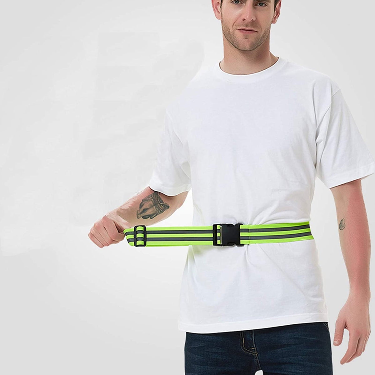 MERRYHAPY Reflective Safety Arm Bands for Night Running, Cycling & Walking, Green Synthetic Material, 2 Pack
