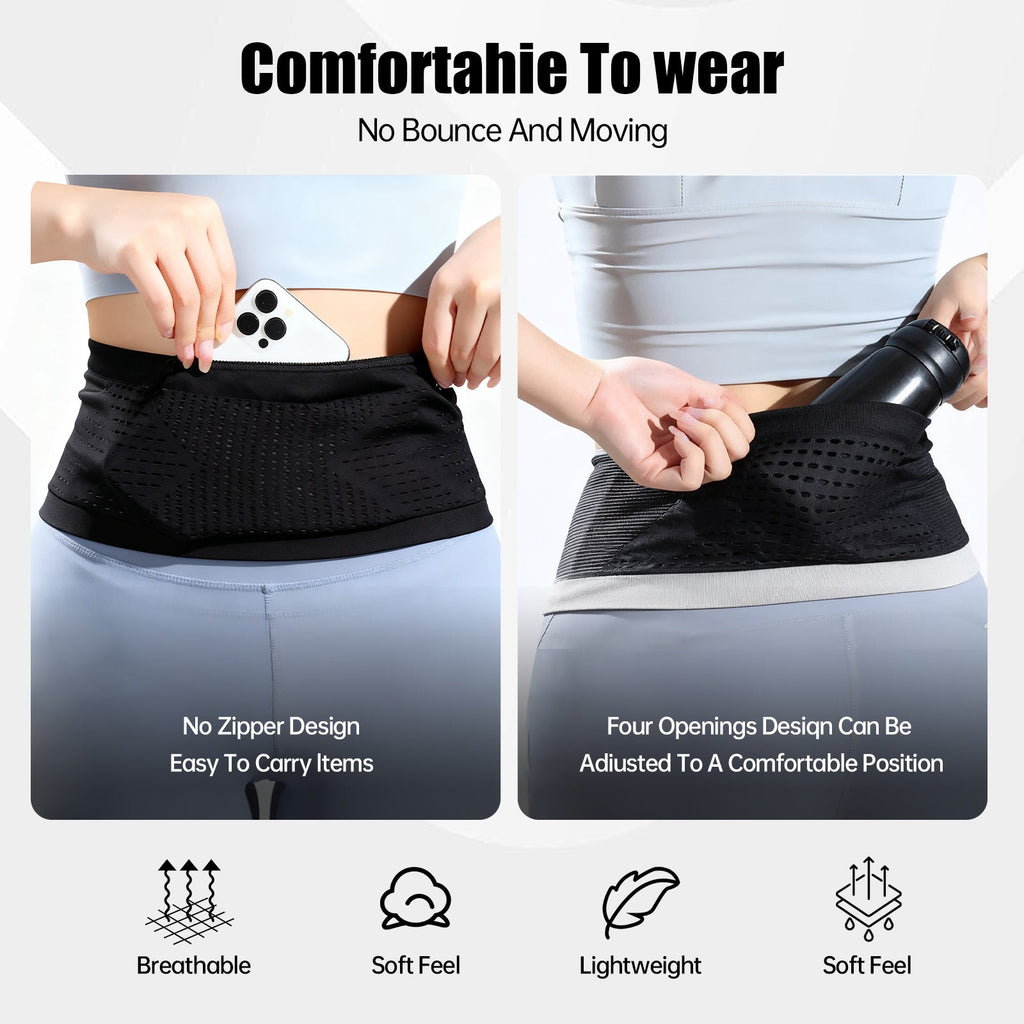 Running Belt for Women 360° Flip Belt - Nylon 3D Mesh Expandable Runners Belt for Gym Hiking