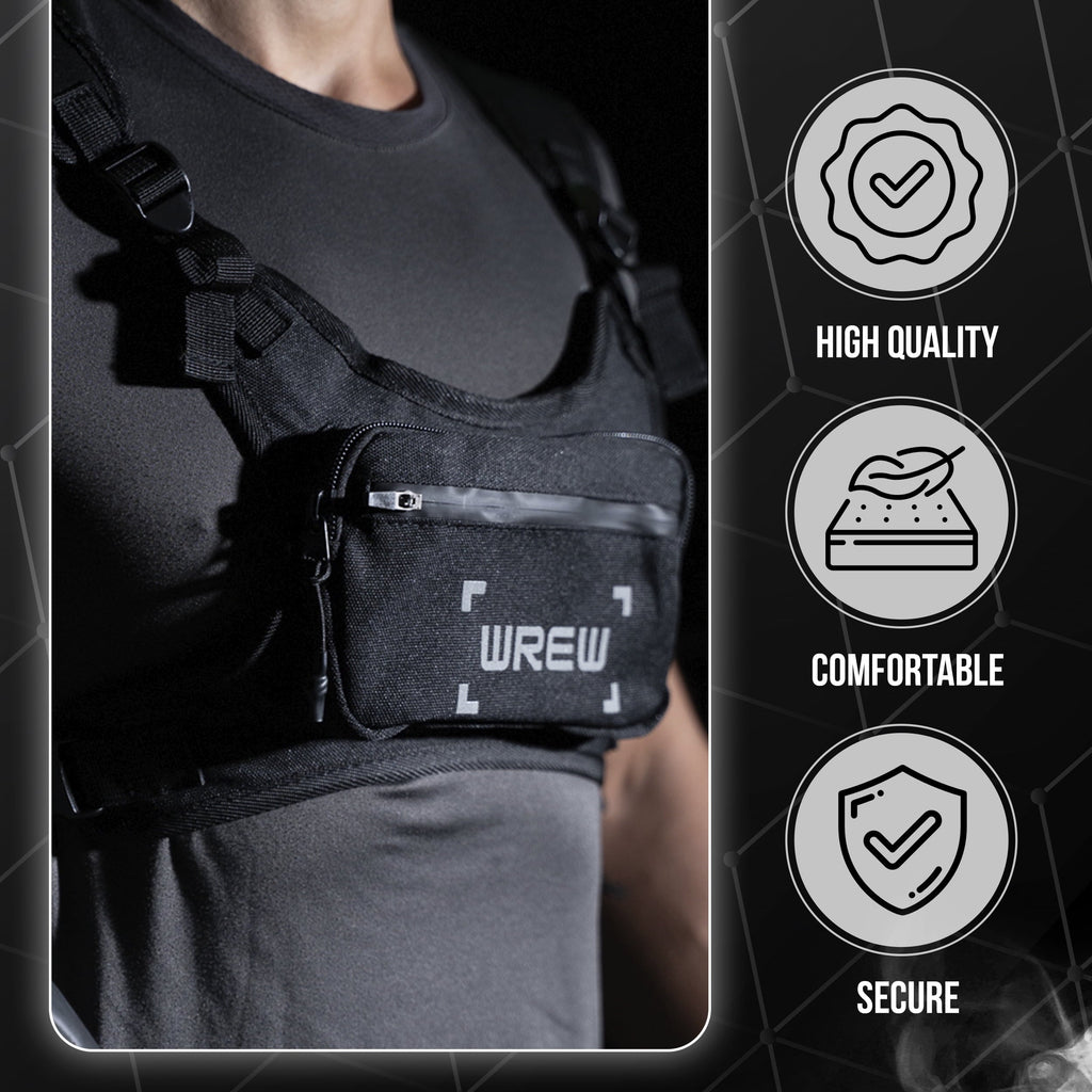 Running Chest Pack for Men-Water Resistant Adjustable Shoulder Straps with Phone Holder Storage-Anti-Theft Lightweight Running Chest Bag for Men,Cycling, Jogging