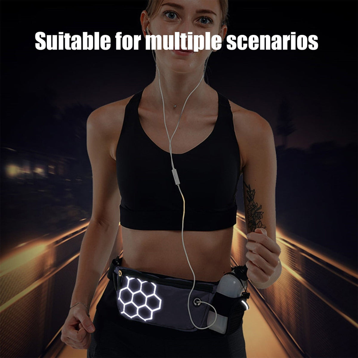 Running Belt for Women & Men with Water Bottle Holder,Waterproof Running Waist Packs,Multi Functional Running Gear Accessories,Suitable for Marathons and Outdoor Running(Black)