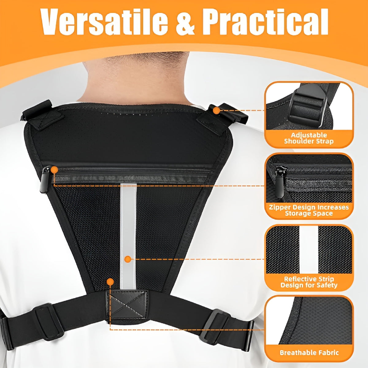 GASTROPOD 2026 New Chest Bag for Men, Running Pack Vest for Workouts, Water Resistant Sports Chest Pack for Running for Hiking, Cycling, Gym, Travel