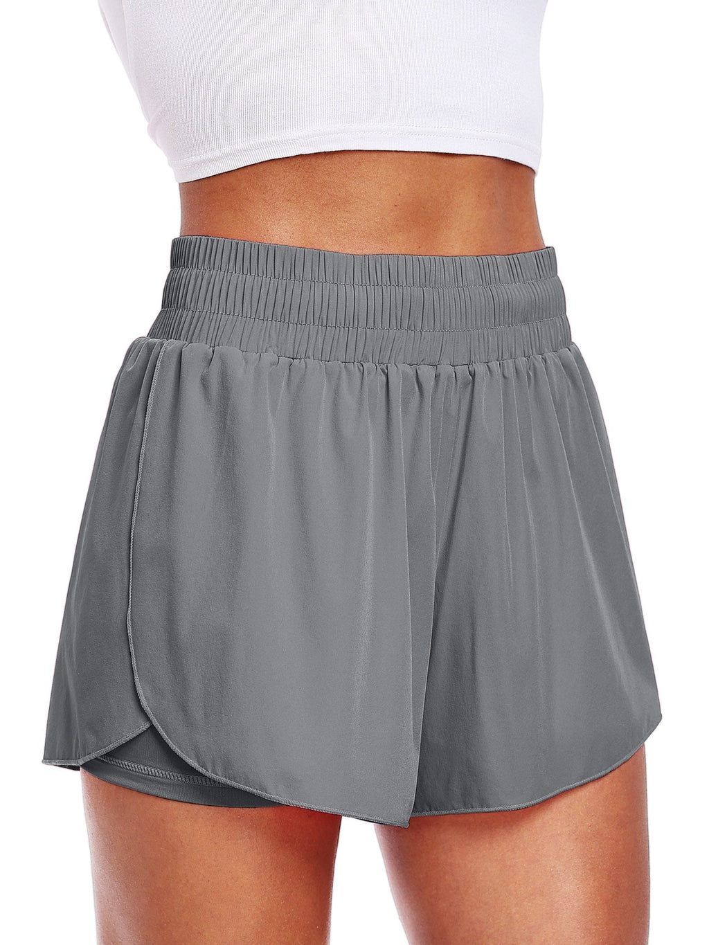 NELEUS Womens 2 in 1 Workout Yoga Shorts for Athletic Gym Running Casual Summer Short with Pocket,Navy Blue,US Size L