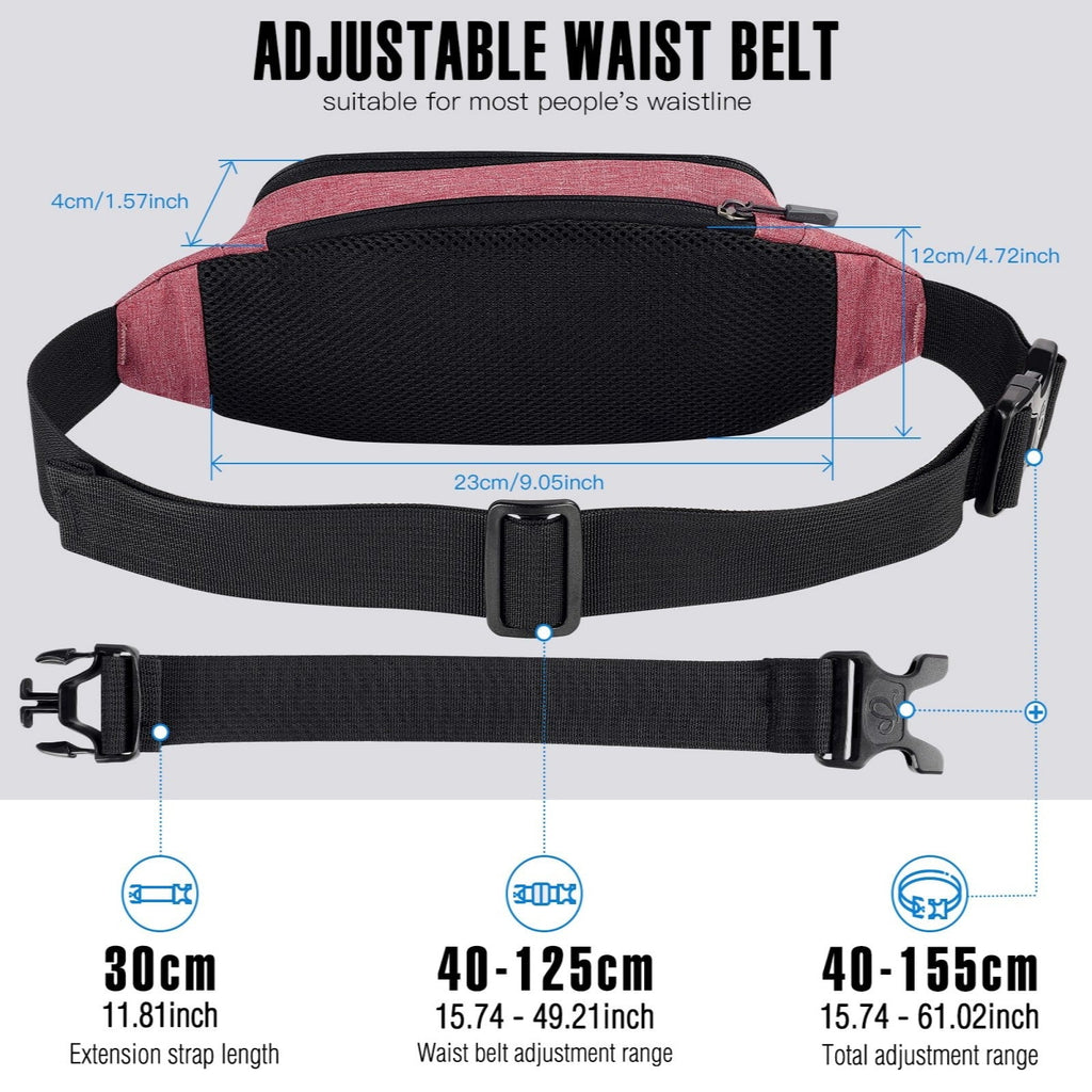 WATERFLY Unisex Lightweight Running Hiking Jogging Nylon Fanny Pack Waist Bag-Dark Blue