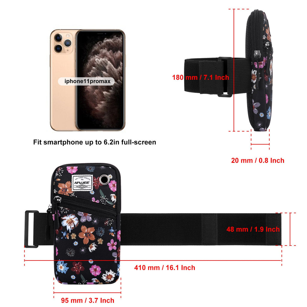 HAWEE Cell Phone Arm Bands Bag for Women Sports Running Pouch Hold Smartphone 6.28 Inches Full-screen, Colorful Flower