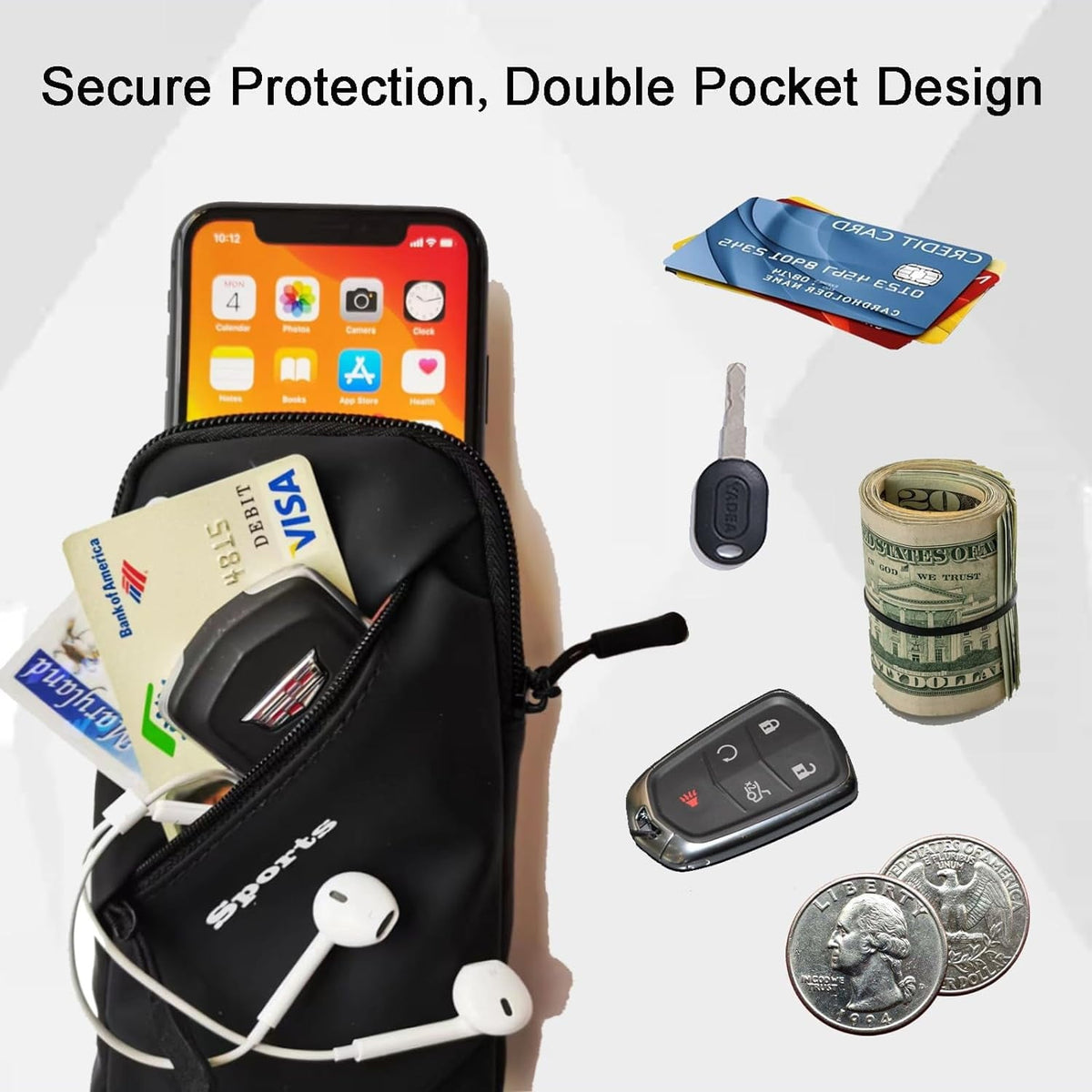 Cell Phone Holder for Walking, Running, Arm Band for Phone, Cell Phone Purse, Cross Body Phone Bag, Phone Holster, Cell Phone Carrier for Men Women, Phone Pouch (Purple)