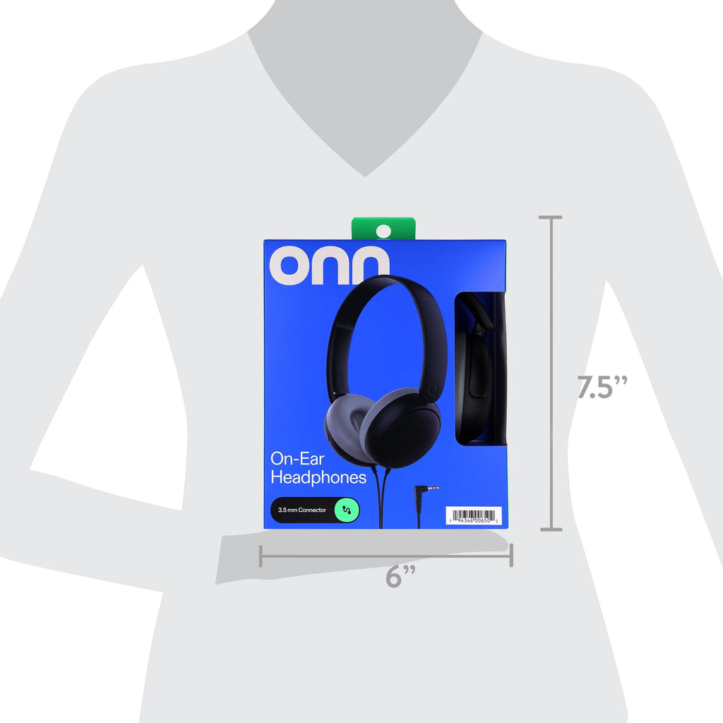 onn On-Ear Headphones with 3.5 mm Connector, Pink