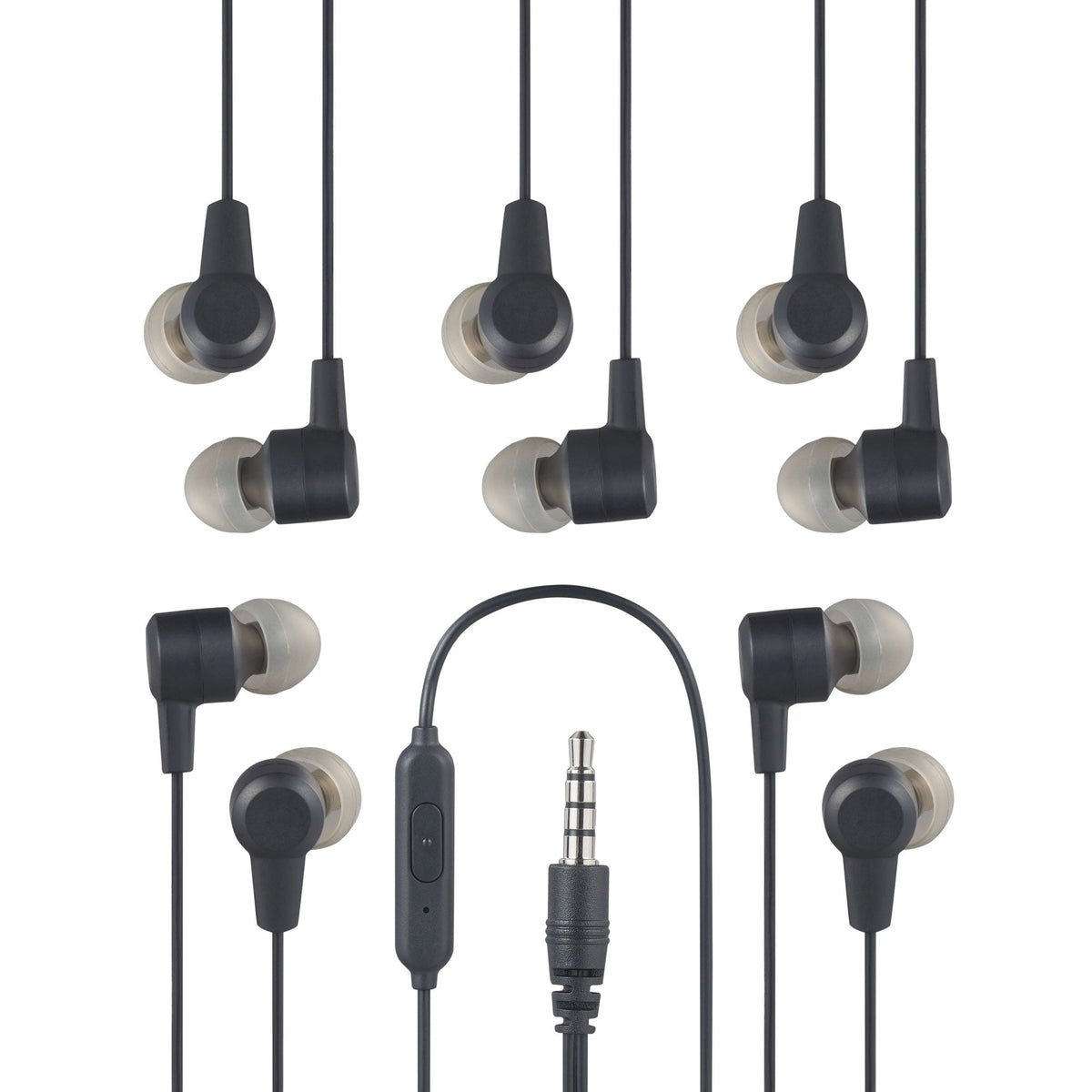 onn 5-Pack Wired Earbuds, Multicolor
