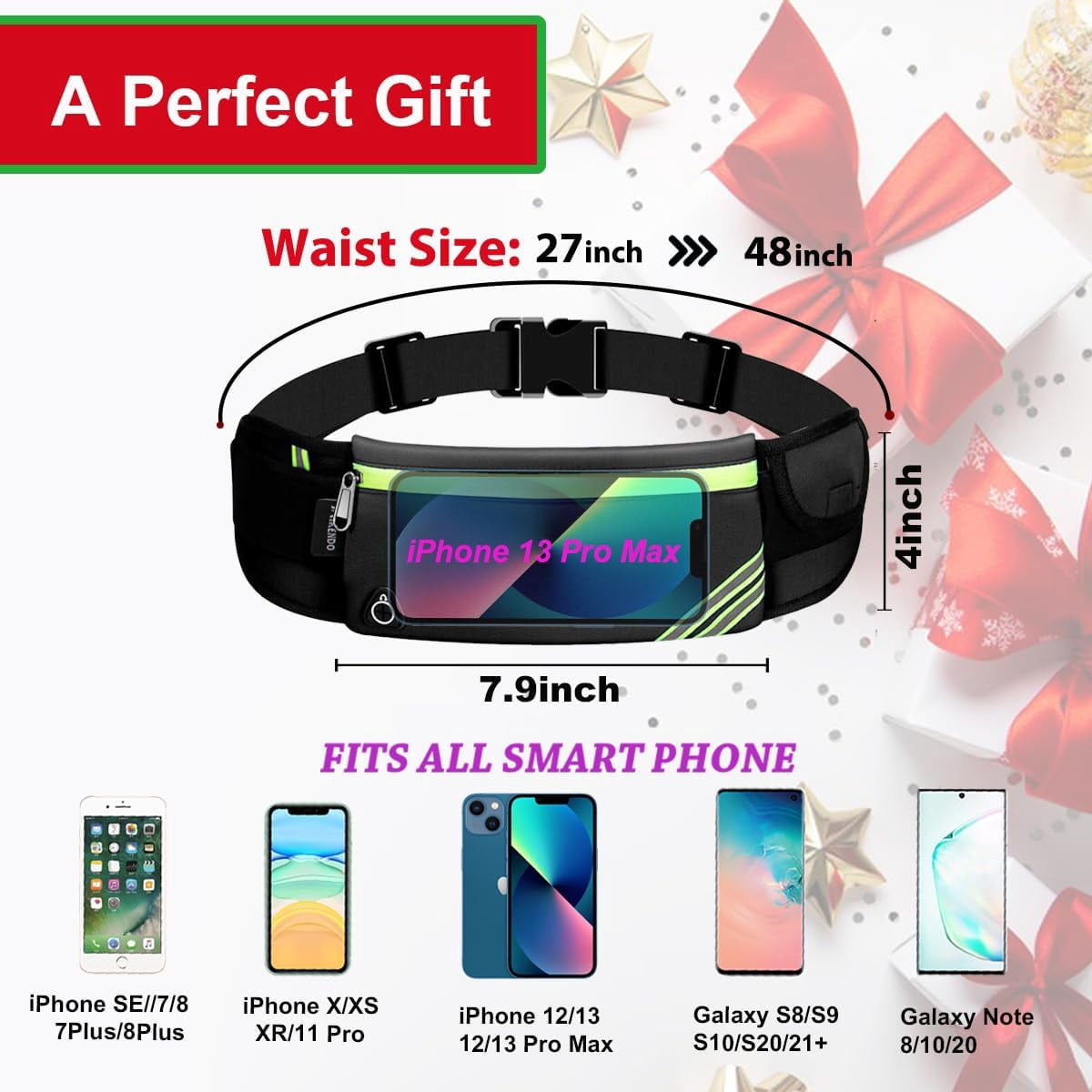 Slim Running Belt Fanny Pack,Waist Pack Bag for Hiking Cycling Workout,Reflective Runners Belt Jogging Pouch,Travelling Money Phone Holder for Running Gear Accessories