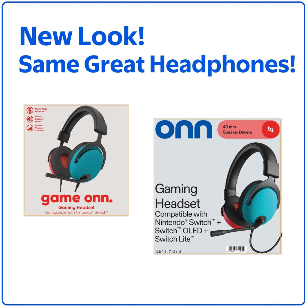 onn Wired Gaming Headset Compatible with Nintendo Switch/Switch OLED/Switch Lite, Multicolor