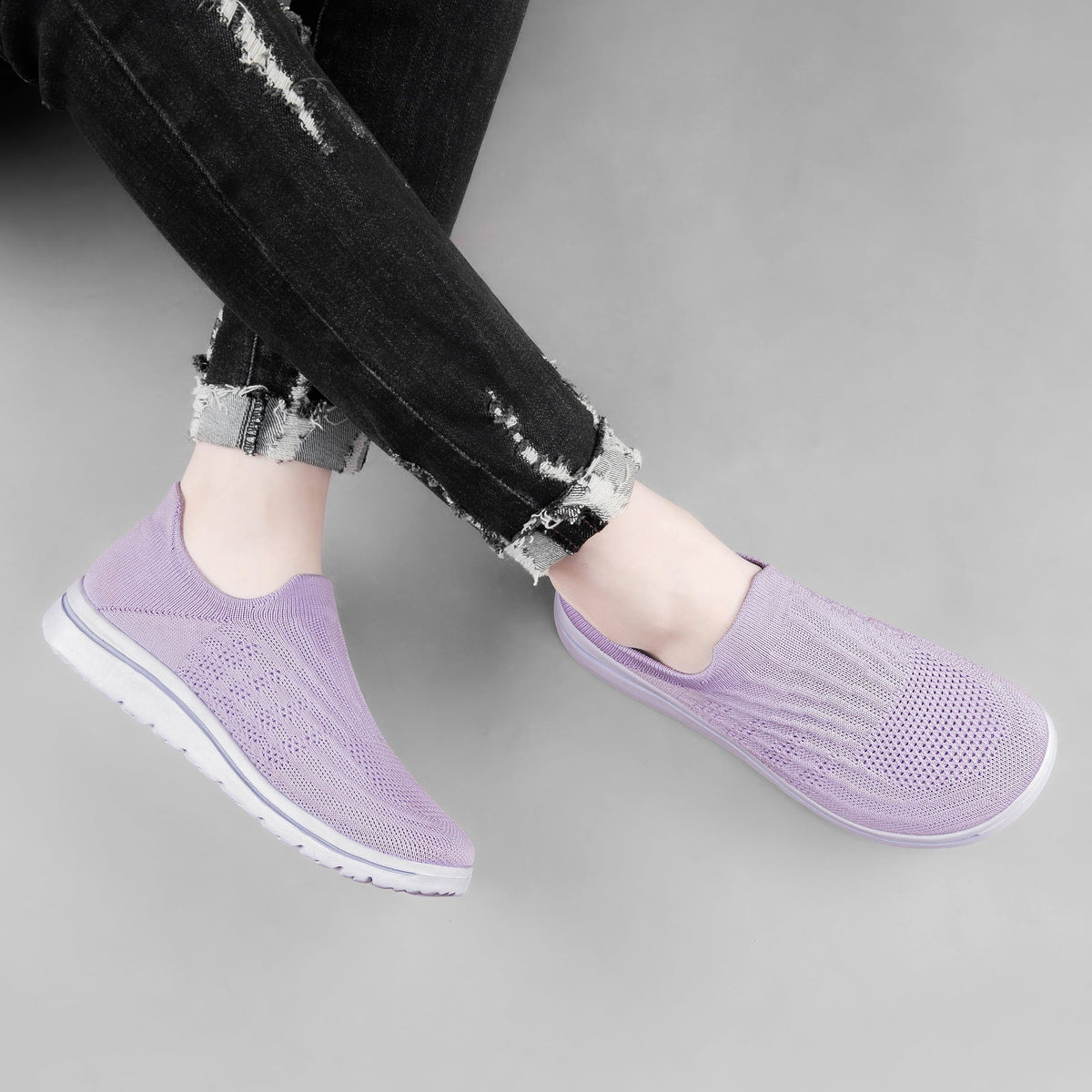 Unisex Sock Walking Shoes Wide Toe Box Slip-on Mens Running Shoe Womens Lightweight Casual Fashion Sneakers Black 8Women/6Men