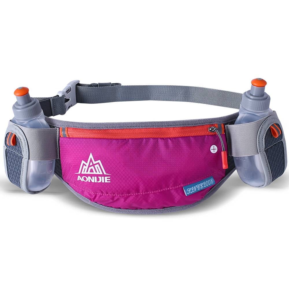 AONIJIE Running Hydration Belt with 2 Water Bottles, Bounce-Free Waist Pouch for Runners