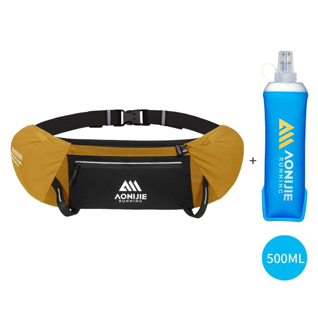 AONIJIE Running Waist Pack, 125g Lightweight Fitness Belt Bag with 500ml Soft Flask, Bounce-Free Workout Hydration Belt for Men & Women, Model W8138