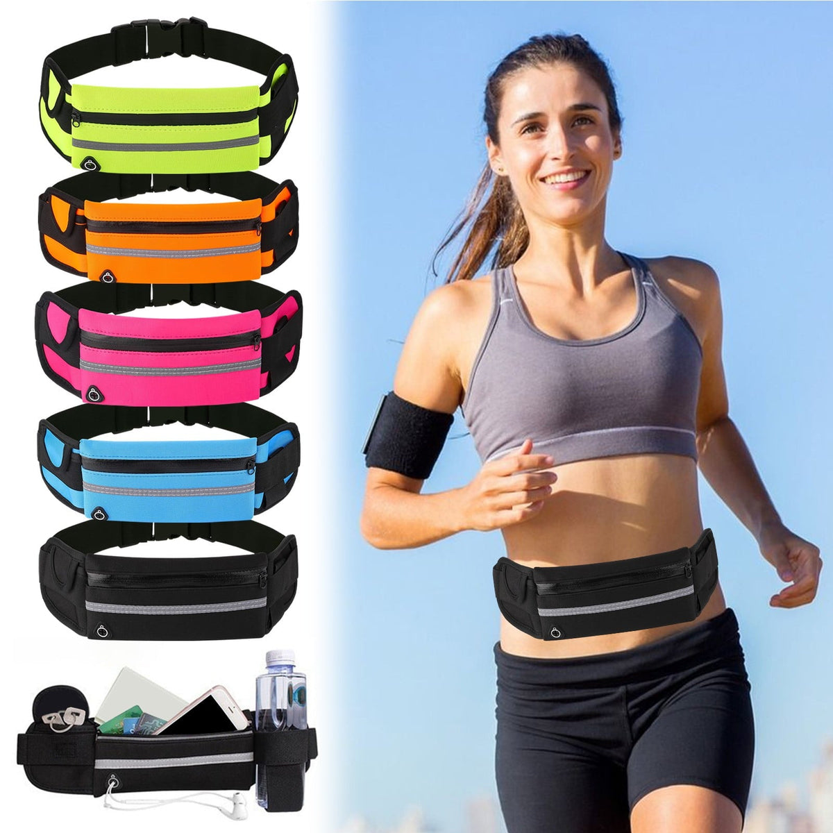 Waterproof Running Sports Waist Pack – Shockproof Fitness Mobile Phone Bag, Outdoor Cycling and Running Waist Bag, Water Bottle Holder, Outdoor Sports Accessory