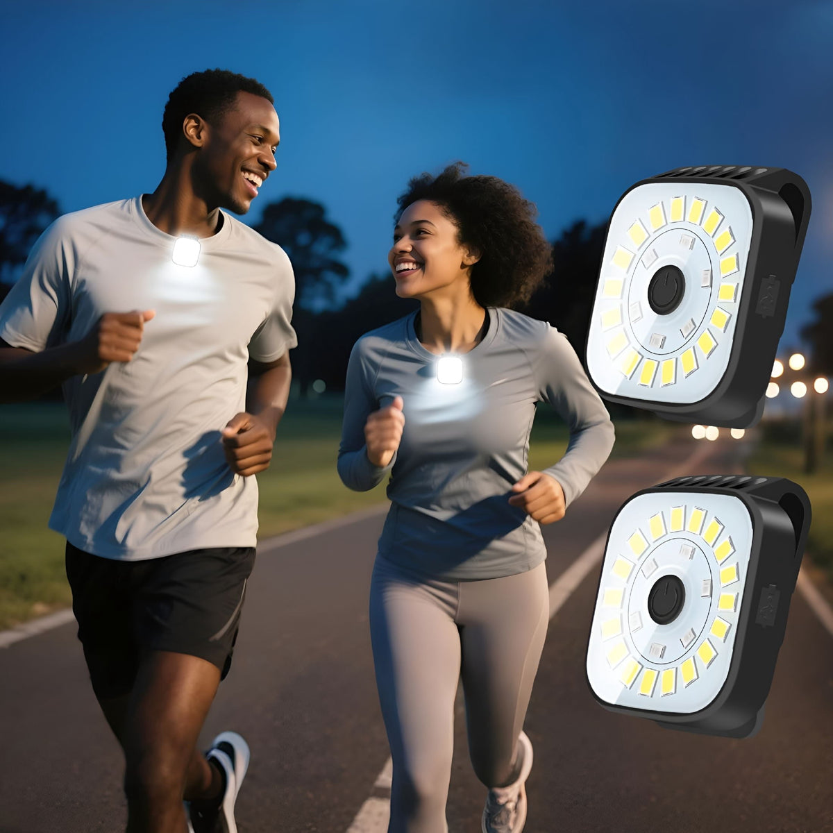 HIBIBUD 2 Pack Running Lights for Runners Rechargeable Clip on Flashlight,Running Accessories for Men,Walking Light for Night Walking,4 Modes Safety Dog Light,Jogging Biking Hiking Camping