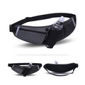 Hiroekza Running Belt with Water Bottle Sports Pack Waist Bag for Men & Women - Nylon Multifunctional Zipper Belt for Running Hiking Climbing - Adjustable Reflective Fitness Gear Accessories Black