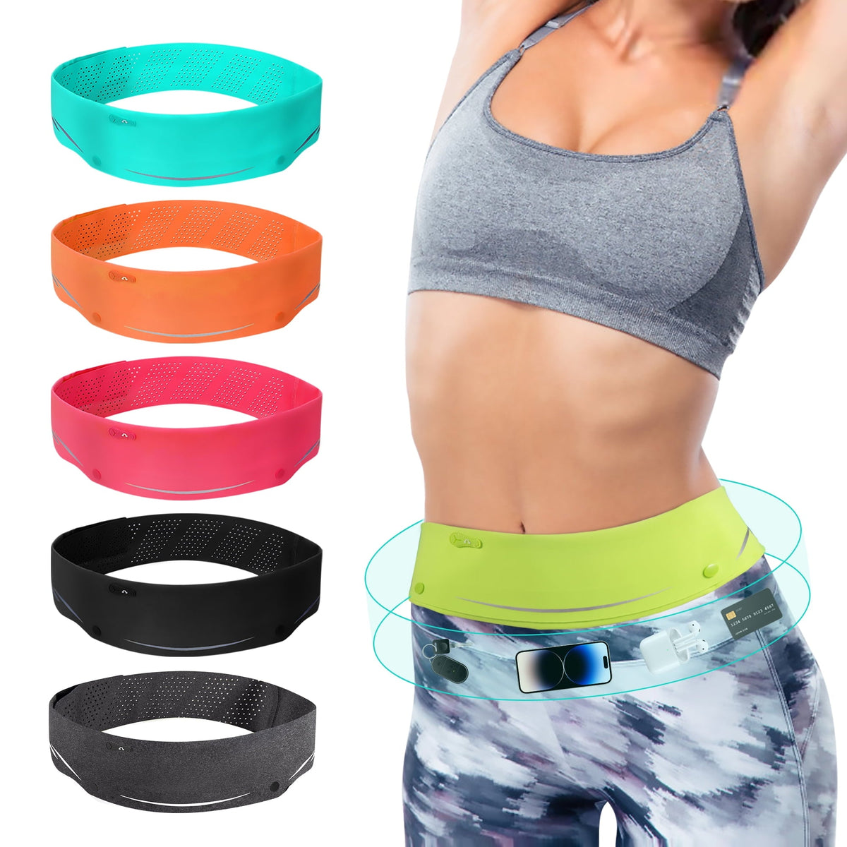 LUXMO Slim Running Belt for Men & Women, Adjustable Waist Pack for Phone