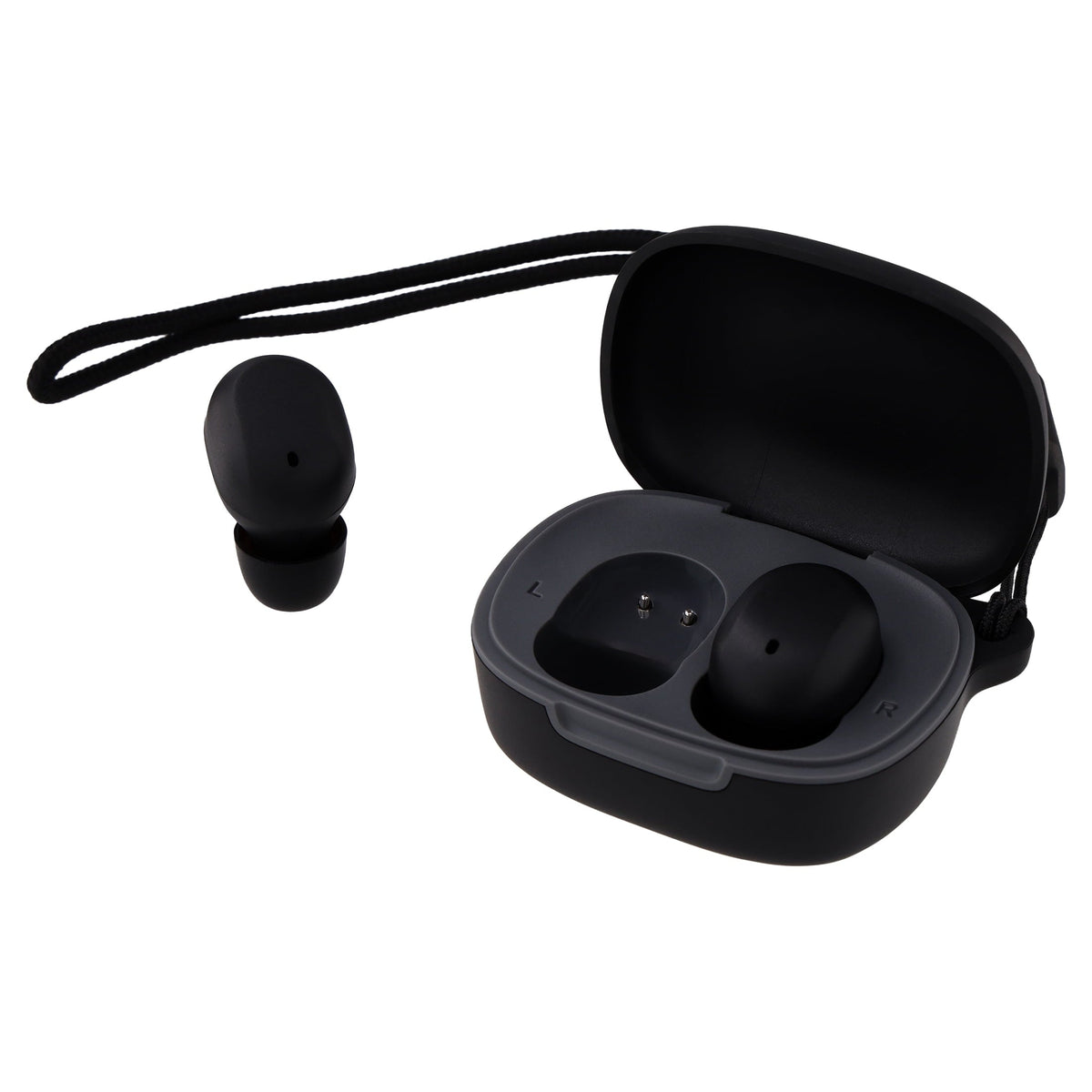 onn Wireless Mini-Earbuds with Wrist-Strap, Black
