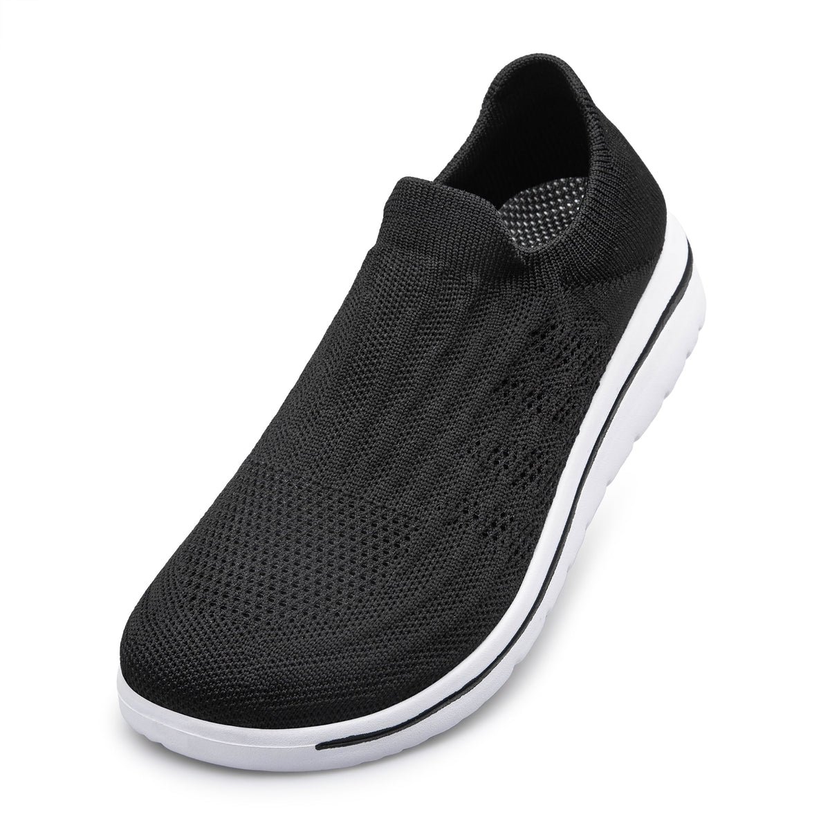Unisex Sock Walking Shoes Wide Toe Box Slip-on Mens Running Shoe Womens Lightweight Casual Fashion Sneakers Black 8Women/6Men