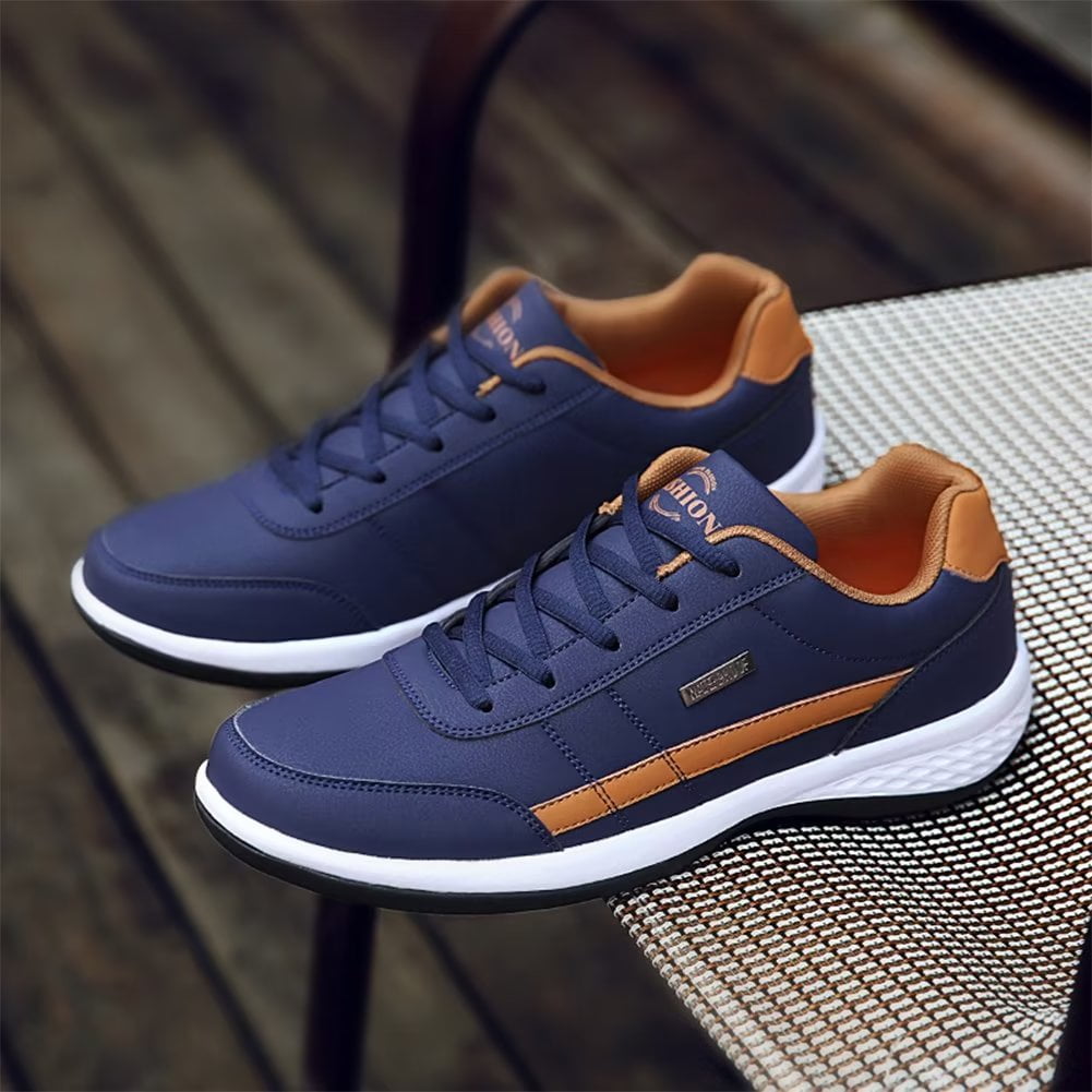 Dumajo Mens Shoes Fashion Running Sneaker Casual Leather Sport Shoes Breathable Comfortable Walking Shoes