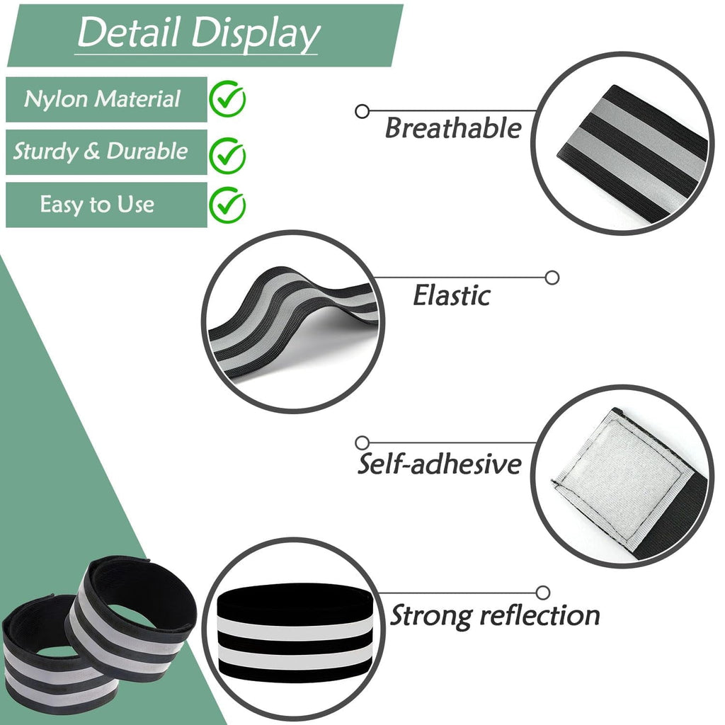 6 Pieces Reflective Strips Reflective Running Gear Reflective Armbands Flexible Reflective Strips Reflective Arm Bands Adults For Running Jogging Hiking Walking