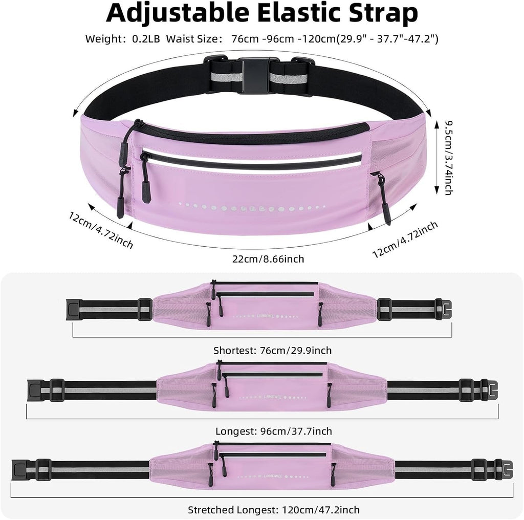Lightweight Running Belt, Water-Resistant Pack for Women & Men, 4-Zone Organization Fits Up to 7" Phone, Reflective Strips Design for , Jogging, Hiking, Commuting