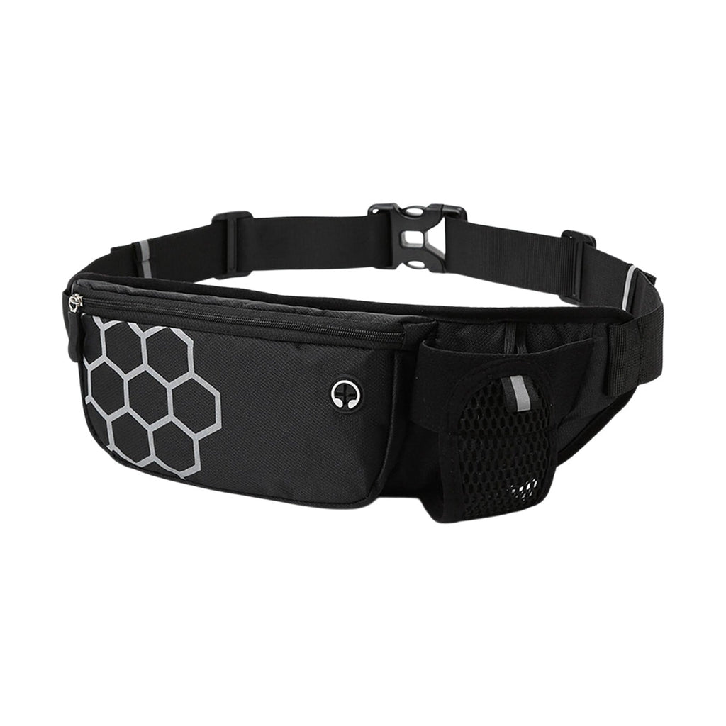 Running Waist Pack with Water Bottle Holder | Waterproof Sports Belt Bag for Phone & Keys | Unisex Fanny Pack 27x14cm | Lightweight Marathon Running Gear & Hiking Hydration Pack | 100g