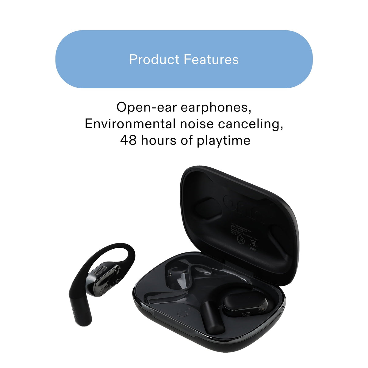 onn Trekster Pro Wireless Open-Ear Earphones, White