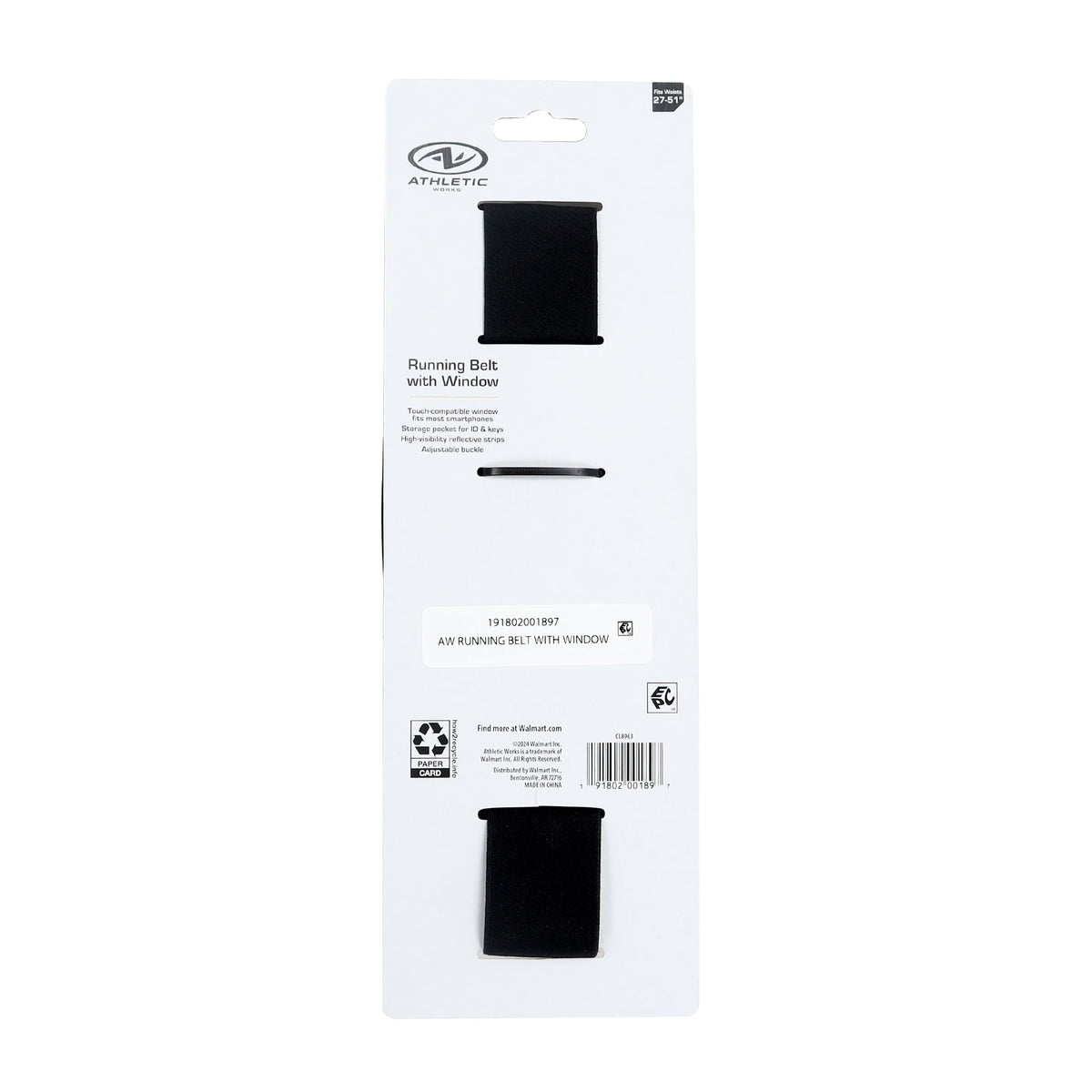 Athletic Works Running Belt with Window for Full - function Touchscreen Operation of Phone with Adjustable belt