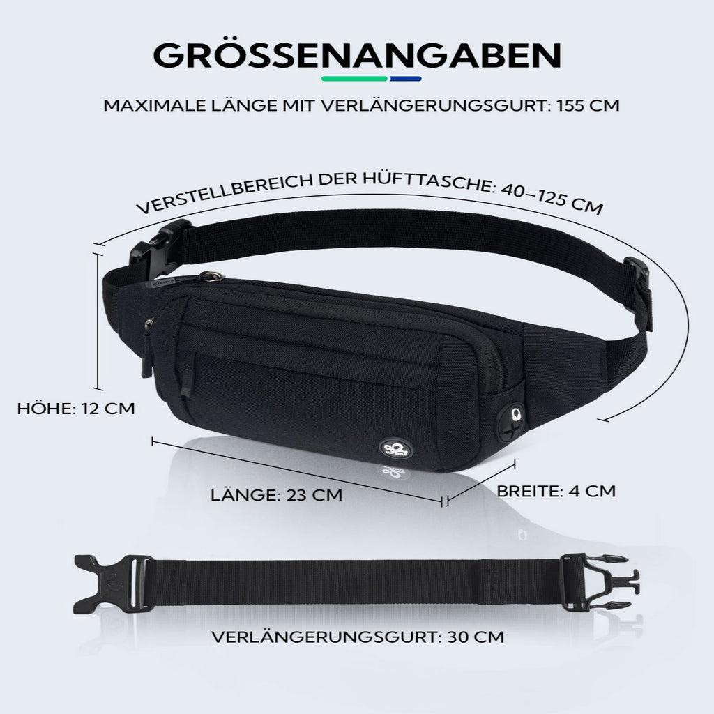 WATERFLY Unisex Lightweight Running Hiking Jogging Nylon Fanny Pack Waist Bag-Dark Blue