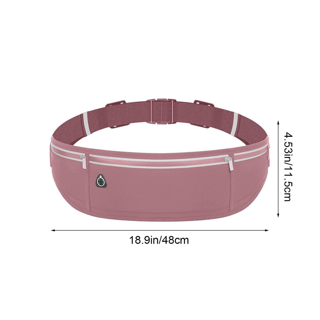 Waterproof Waist Bag Running Fanny Pack Sports Phone Pouch 18.9in with Reflective Strips Multi Pocket Adjustable Belt for Night Running Cycling Hiking Camping Gym Outdoor Sports Travel Accessories