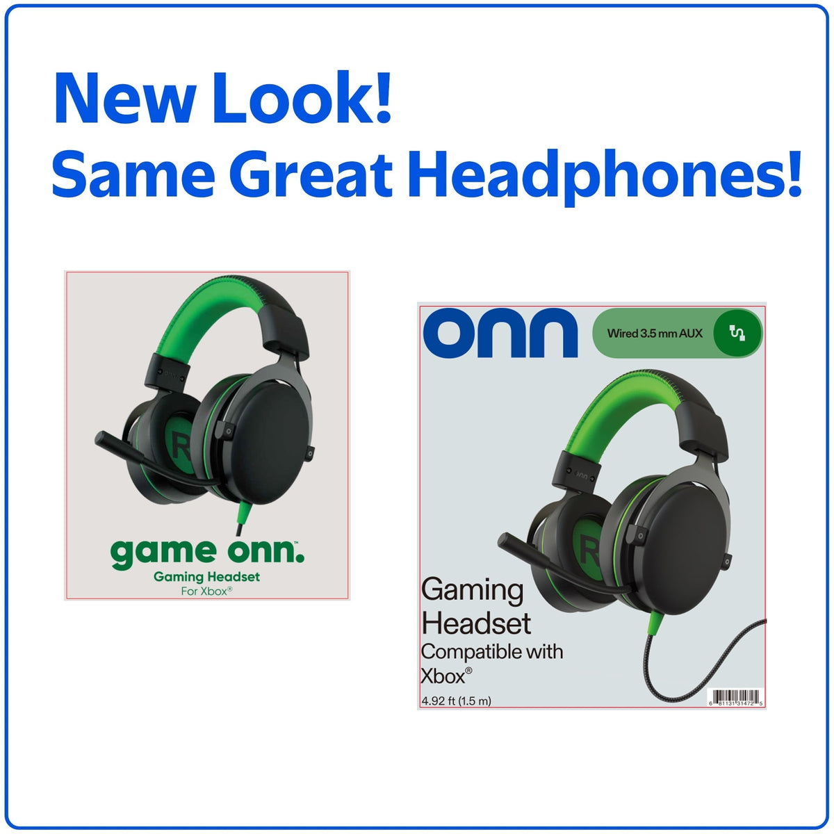 onn Wired Gaming Headset Compatible with Xbox, Black and Green