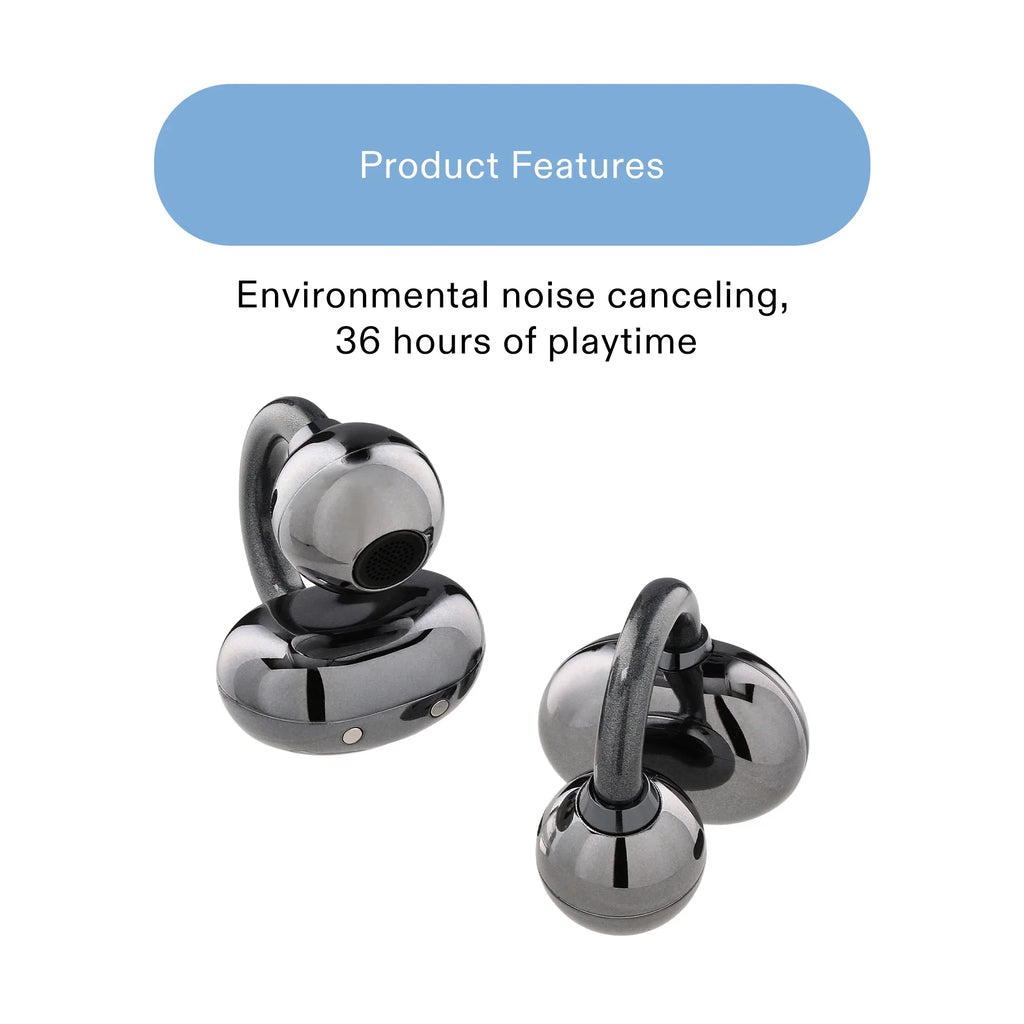 onn Nebulode Pro Open-Clip Wireless Earbuds, Blue