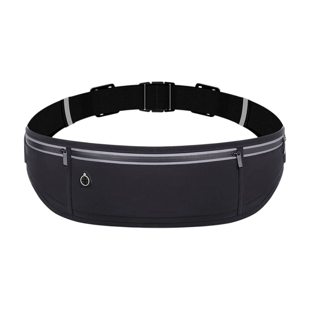 Waterproof Waist Bag Running Fanny Pack Sports Phone Pouch 18.9in with Reflective Strips Multi Pocket Adjustable Belt for Night Running Cycling Hiking Camping Gym Outdoor Sports Travel Accessories