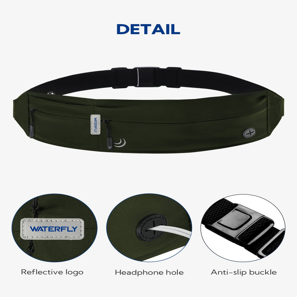 WATERFLY Unisex Adjustable Non-Slip Jogging Exercise Fitness Nylon Running Waist Belt,Black