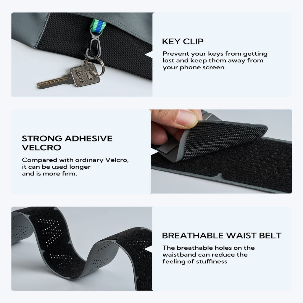 WATERFLY Unisex Adjustable Hiking Jogging Fitness Nylon Running Waist Belt,Black