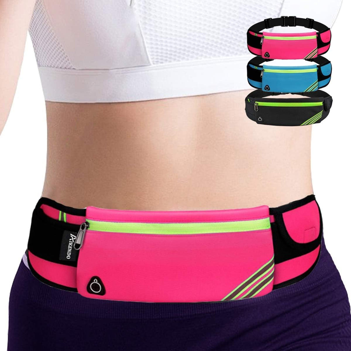 AOMRCOL Slim Running Belt Fanny Pack Phone Holder Money Belt Women and Men | Waist Pack Bag for Hiking Cycling Workout Travelling, Reflective Runners Belt Jogging Pouch, Sport Gear Accessories