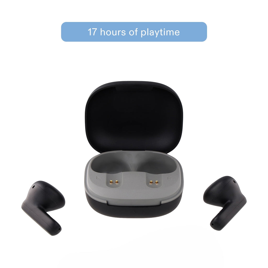 onn Mini Sticks Black Wireless Bluetooth Earbuds with Environmental Noise Canceling