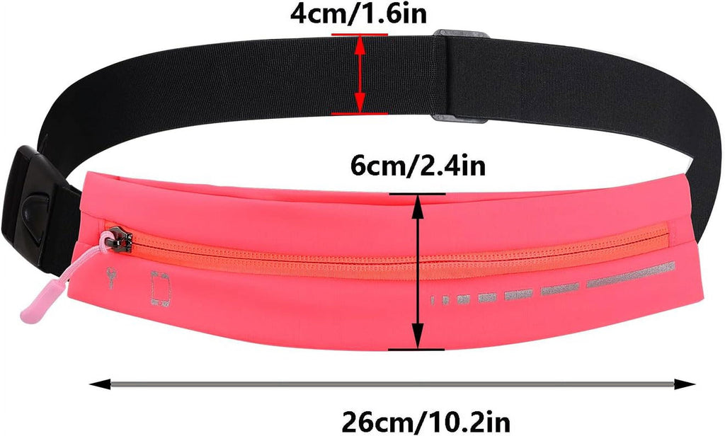 Slim Running Belt for Women Men Water Resiatant Runners Fanny Pack Adjustable Waist Pouch Reflective Phone holder Running Gear Accessories for Sport (Purple)