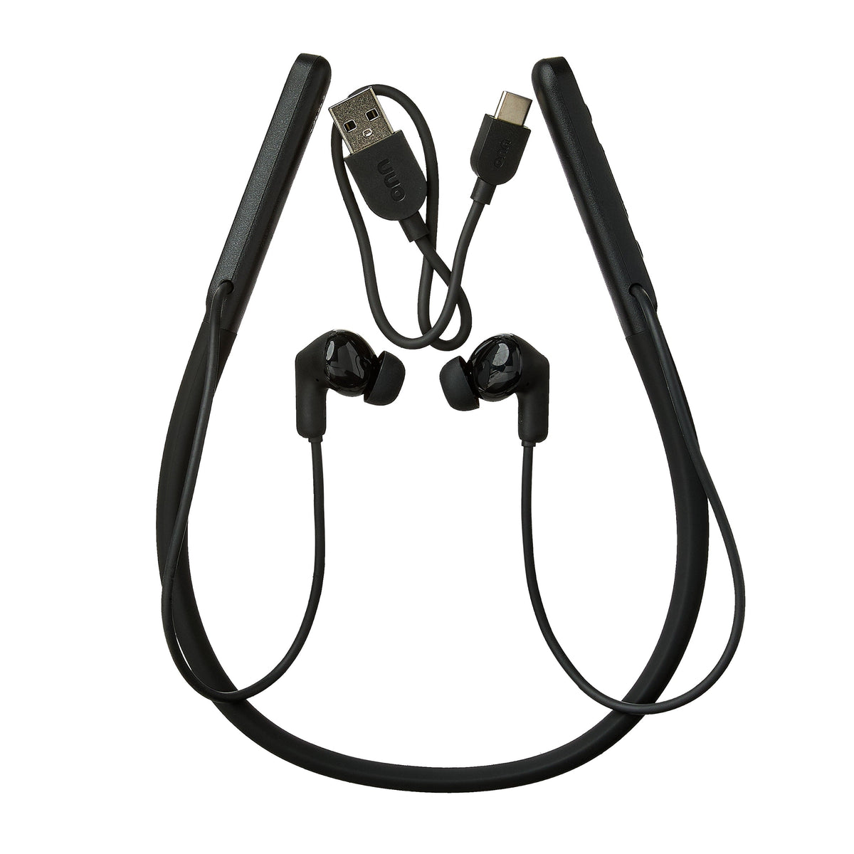 onn Active Noise Canceling Bluetooth Neckband Earphones Black